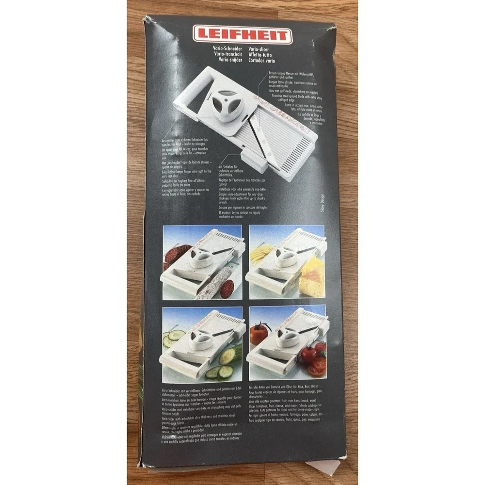 Leifheit Adjustable Vario Slicer Mandoline Stainless Steel Blade Scalloped Edge